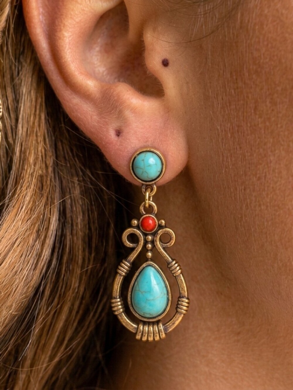BOSTON PROPER BOHO GEM DROP EARRINGS